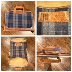 Vintage Cole Haan Plaid Wool & Leather Portfolio Briefcase Made in England Bag